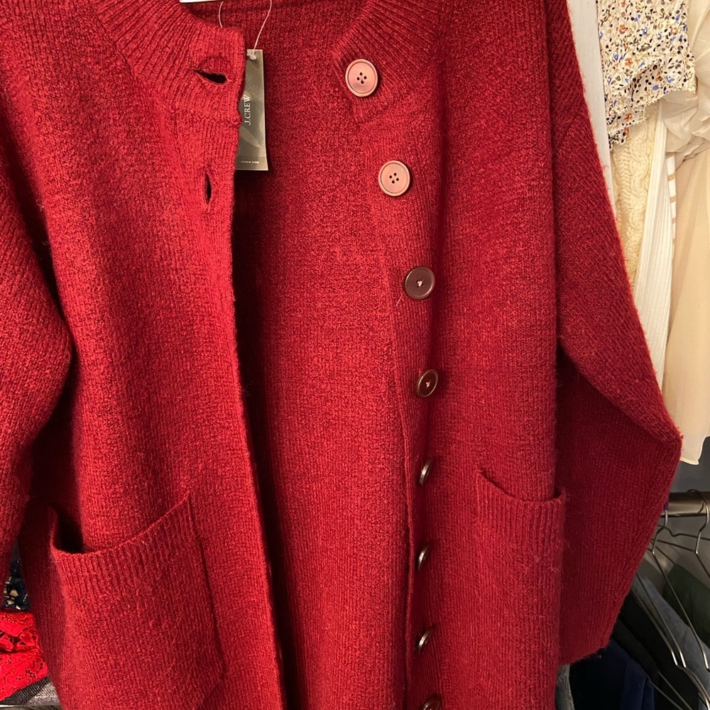 J. Crew Vibrant Red Button-Up Cardigan